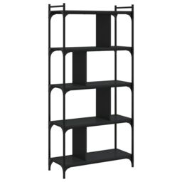 Berkfield Home Bookcase 5-Tier Black 76x32x158 cm Engineered Wood - Size: 76 x 32 x 158 cm - thumbnail 2