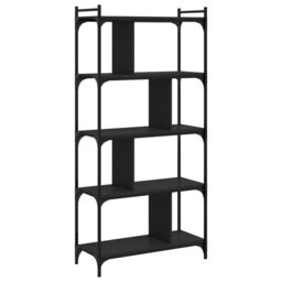 Berkfield Home Bookcase 5-Tier Black 76x32x158 cm Engineered Wood - Size: 76 x 32 x 158 cm - thumbnail 6