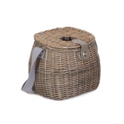 Red Hamper Wicker Antique Wash Fishing Creel in Brown - thumbnail 1