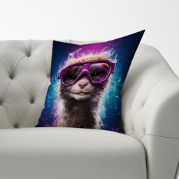 Warren Reed - Designer Splashart Ferret Purple Cushions - Size: 45 cm x 45 cm - thumbnail 3