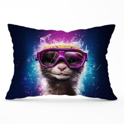 Warren Reed - Designer Splashart Ferret Purple Cushions - Size: 45 cm x 45 cm - thumbnail 1