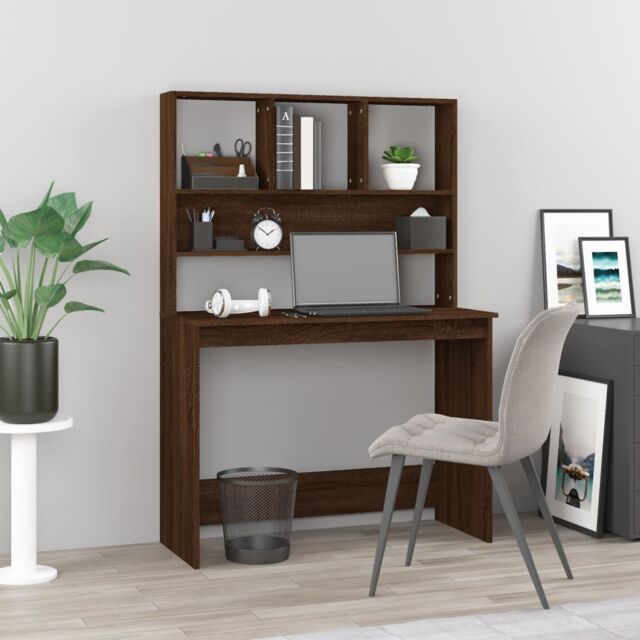 Berkfield Home Desk with Shelves Brown Oak 102x45x148 cm Engineered Wood - Size: 102 x 45 x 148 cm - image 1