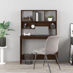 Berkfield Home Desk with Shelves Brown Oak 102x45x148 cm Engineered Wood - Size: 102 x 45 x 148 cm - thumbnail 3