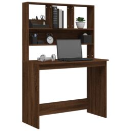 Berkfield Home Desk with Shelves Brown Oak 102x45x148 cm Engineered Wood - Size: 102 x 45 x 148 cm - thumbnail 4