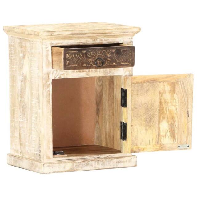 Berkfield Home Dense Bedside Cabinet White 40x30x50 cm Solid Mango Wood - Size: 40 x 30 x 50 cm - image 1