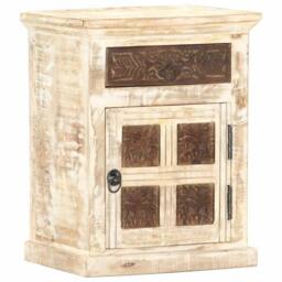 Berkfield Home Dense Bedside Cabinet White 40x30x50 cm Solid Mango Wood - Size: 40 x 30 x 50 cm - thumbnail 7