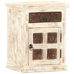 Berkfield Home Dense Bedside Cabinet White 40x30x50 cm Solid Mango Wood - Size: 40 x 30 x 50 cm - thumbnail 8