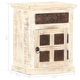 Berkfield Home Dense Bedside Cabinet White 40x30x50 cm Solid Mango Wood - Size: 40 x 30 x 50 cm - thumbnail 6