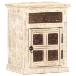 Berkfield Home Dense Bedside Cabinet White 40x30x50 cm Solid Mango Wood - Size: 40 x 30 x 50 cm - thumbnail 9