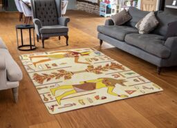 Benjamin Tate Design Egyptian Gods & Ancient Egyptian Hieroglyphs Rug in Natural - Size: Large - thumbnail 2