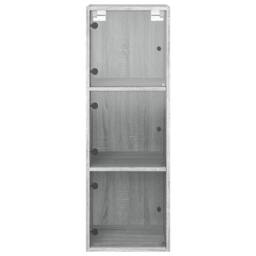 Berkfield Home Wall Cabinet with Glass Doors Grey Sonoma 35x37x100 cm - Size: 35 x 37 x 100 cm - thumbnail 6