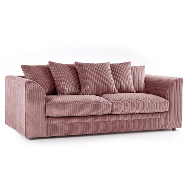 Furnishings For Less UK Luxor Jumbo Cord Fabric 3 Seater Sofa in Pink - image 1