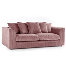 Furnishings For Less UK Luxor Jumbo Cord Fabric 3 Seater Sofa in Pink - thumbnail 1