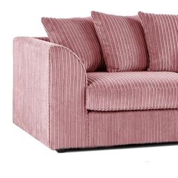 Furnishings For Less UK Luxor Jumbo Cord Fabric 3 Seater Sofa in Pink - thumbnail 2