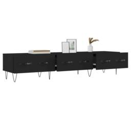 Berkfield Home TV Cabinet Black 150x36x30 cm Engineered Wood - Size: 150 x 36 x 30 cm - thumbnail 4