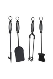 JVL Pennine 4 Piece Fire Companion Set & Stand in Black - thumbnail 4