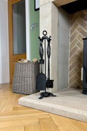 JVL Pennine 4 Piece Fire Companion Set & Stand in Black - thumbnail 3