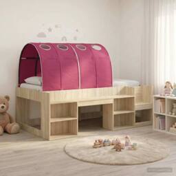 Berkfield Home Bed with Tunnel with Shelf 3 pcs Sonoma & Red Engineered Wood in Brown - thumbnail 1