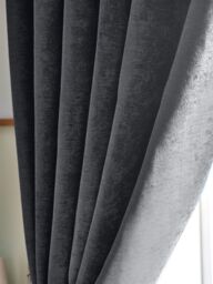 Luxury Living Chenille Blackout Pencil Pleat Top Curtains in Charcoal - Size: 117 cm x 96.5 cm - thumbnail 4