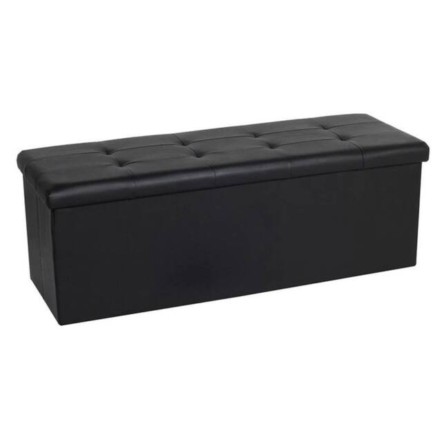 KORVIXA Faux Leather Seat Storage in Black - Size: 100 cm x 100 cm - image 1