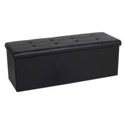 KORVIXA Faux Leather Seat Storage in Black - Size: 100 cm x 100 cm - thumbnail 1