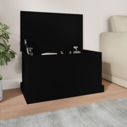 Berkfield Home Storage Box Black 70x40x38 cm Engineered Wood - Size: 70 x 40 x 38 cm - thumbnail 1