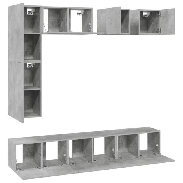 Berkfield Home Practical 8 Piece TV Cabinet Set Concrete Grey Engineered Wood - image 1