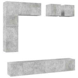 Berkfield Home Practical 8 Piece TV Cabinet Set Concrete Grey Engineered Wood - thumbnail 3