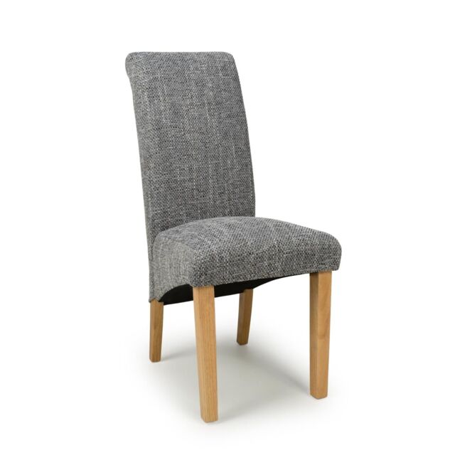 Shankar Karta Scroll Back Tweed Grey Dining Chair - image 1