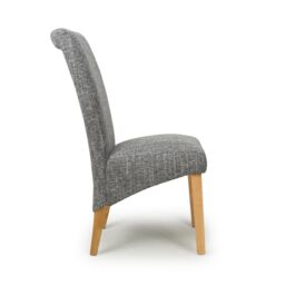 Shankar Karta Scroll Back Tweed Grey Dining Chair - thumbnail 3