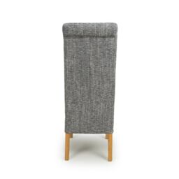 Shankar Karta Scroll Back Tweed Grey Dining Chair - thumbnail 5