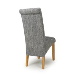 Shankar Karta Scroll Back Tweed Grey Dining Chair - thumbnail 2