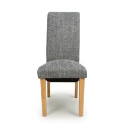Shankar Karta Scroll Back Tweed Grey Dining Chair - thumbnail 4