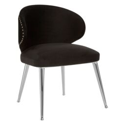 Orsina Black Velvet Dining Chair, Accent Dining Chair for Living Room, Upholstered Velvet Chair with Curved Back - thumbnail 3