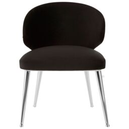 Orsina Black Velvet Dining Chair, Accent Dining Chair for Living Room, Upholstered Velvet Chair with Curved Back - thumbnail 6