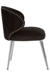 Orsina Black Velvet Dining Chair, Accent Dining Chair for Living Room, Upholstered Velvet Chair with Curved Back - thumbnail 4
