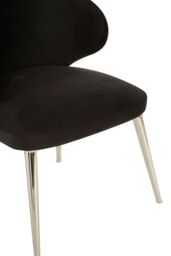 Orsina Black Velvet Dining Chair, Accent Dining Chair for Living Room, Upholstered Velvet Chair with Curved Back - thumbnail 5