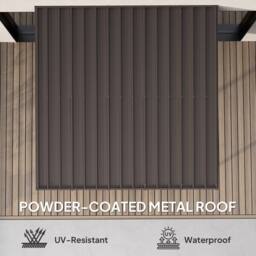 OUTSUNNY 3 x 3(m) Waterproof Metal Pergola Easy to Assemble Lean to Pergola in Brown - thumbnail 4