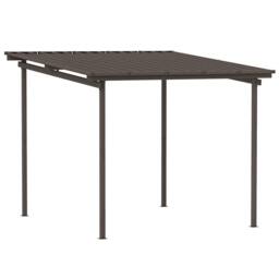 OUTSUNNY 3 x 3(m) Waterproof Metal Pergola Easy to Assemble Lean to Pergola in Brown - thumbnail 2