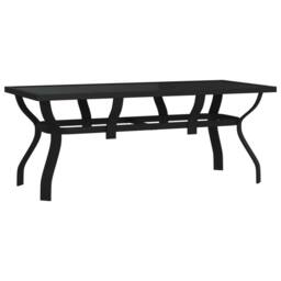 Berkfield Home Garden Table Black 180x80x70 cm Steel & Glass - Size: 180 x 80 x 70 cm - thumbnail 1