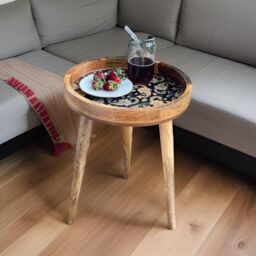 Hartsmede Handmade Side Table with Detachable Legs Paisley in Beige - thumbnail 2