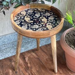 Hartsmede Handmade Side Table with Detachable Legs Paisley in Beige - thumbnail 1