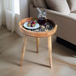 Hartsmede Handmade Side Table with Detachable Legs Paisley in Beige - thumbnail 4