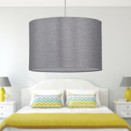 First Choice Lighting Set of 2 Silvery Grey Glitter 25cm Pendant Lightshades in Silver - thumbnail 5