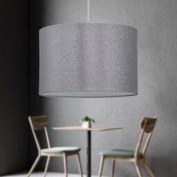 First Choice Lighting Set of 2 Silvery Grey Glitter 25cm Pendant Lightshades in Silver - thumbnail 6