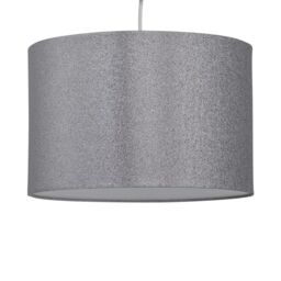 First Choice Lighting Set of 2 Silvery Grey Glitter 25cm Pendant Lightshades in Silver - thumbnail 2