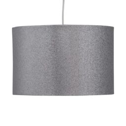 First Choice Lighting Set of 2 Silvery Grey Glitter 25cm Pendant Lightshades in Silver - thumbnail 3