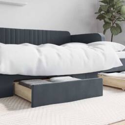 Berkfield Home Soft Bed Storage Drawers 2 pcs Dark Grey Engineered Wood & Velvet - thumbnail 2