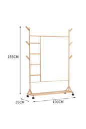 Living and Home Bamboo Clothes Rack Garment Rack with Bottom Shelf Versatile Shoe & Clothing Organizer in Natural - thumbnail 6