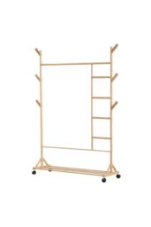 Living and Home Bamboo Clothes Rack Garment Rack with Bottom Shelf Versatile Shoe & Clothing Organizer in Natural - thumbnail 4
